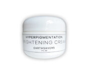 Hyperpigmentation Brightening Cream in a white jar with a screw top lid with a rectangle shaped label.