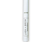 Lash + Brow Grow Serum in a white tube with a rectangle shaped label.